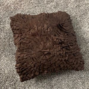 Textured Brown Floral Throw Pillow